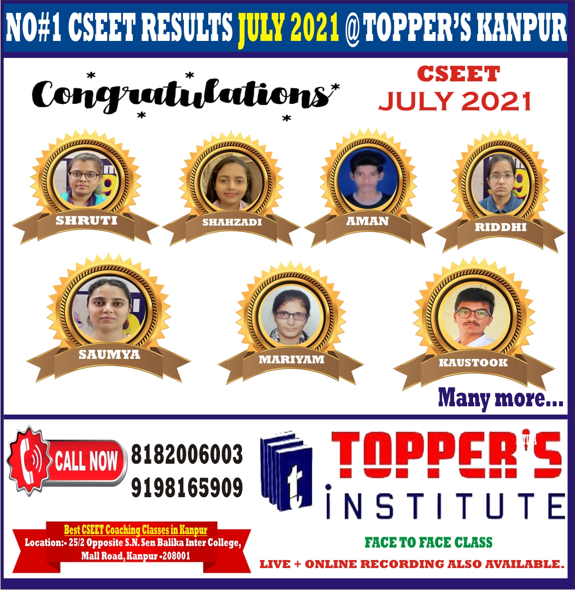 CSEET JULY 2021 EXAM RESULT BY TOPPERS KANPUR