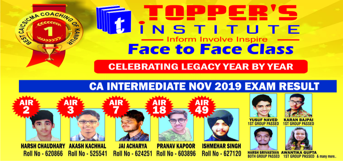 CA INTER NOV. 2019 EXAM RESULT BY TOPPERS INSTITUTE KANPUR